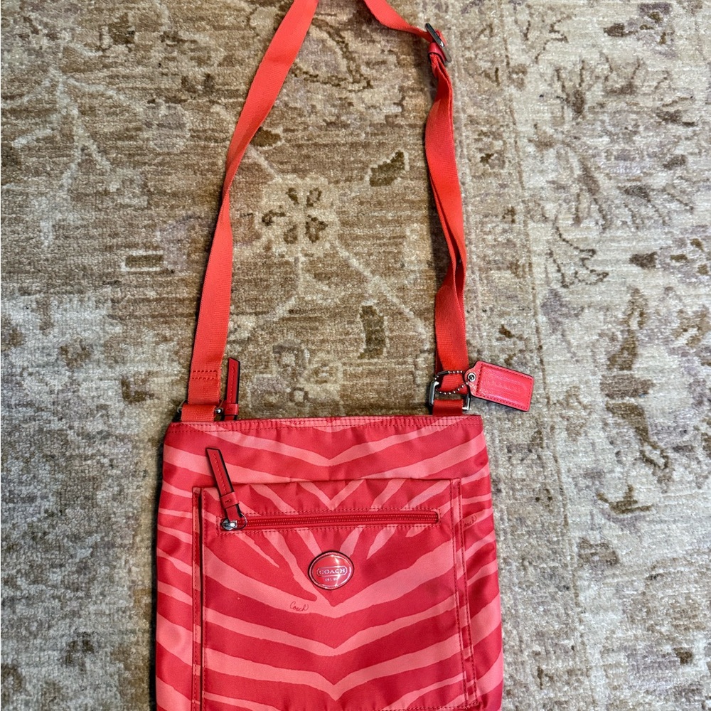 Coach Red Zebra Print Crossbody Bag